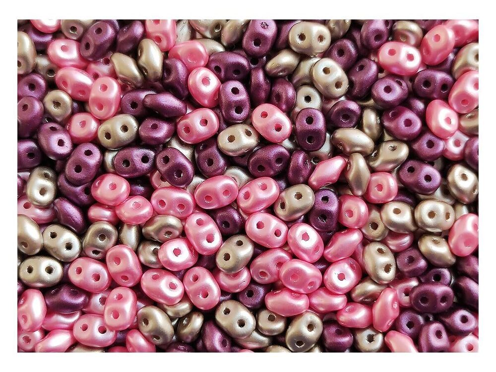 9522 2.12 oz 60 g SuperDuo Seed Beads 2.5x5 mm, 2 Holes, Alabaster Pastel